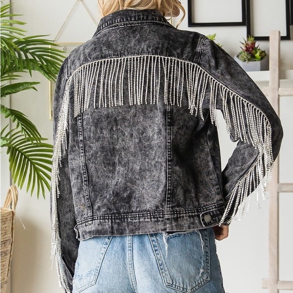 Flying Monkey Jackets & Blazers - Rhinestone Jean Jacket by VERVET by Flying Monkey